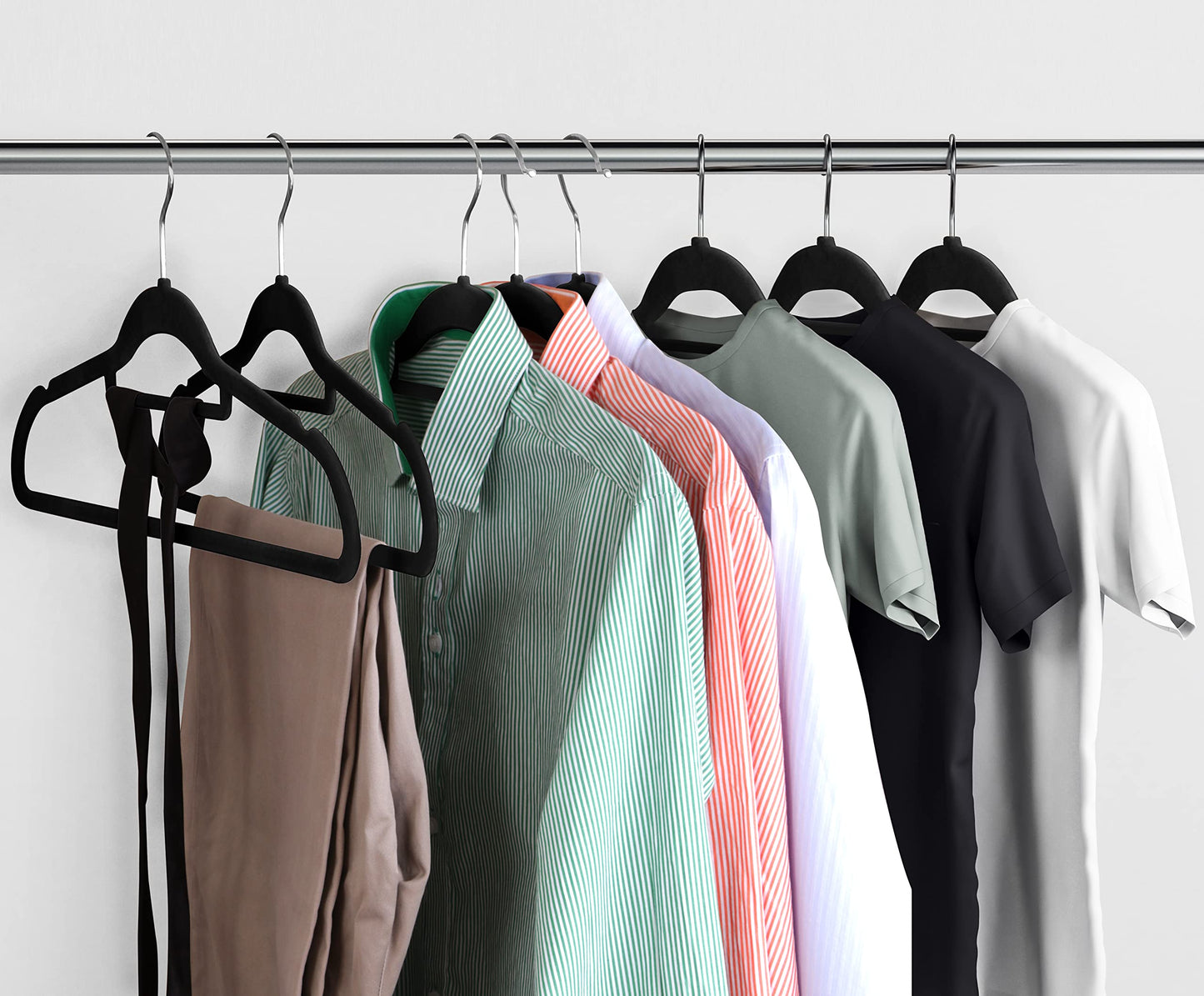 Utopia Home Premium Velvet Hangers 100 Pack - Non-Slip Clothes with Tie Bar - Black Hangers with 360 Degree Rotatable Hook - Heavy Duty for Coat