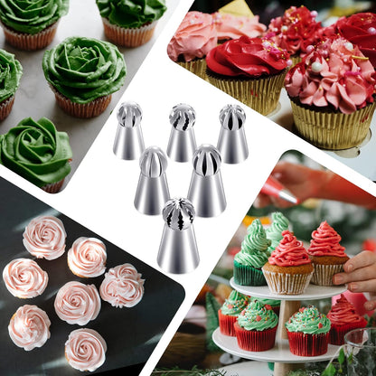 Hofumix Russian Piping Tips Cake Decorating Kit, 6pcs Buttercream DIY Baking Tools