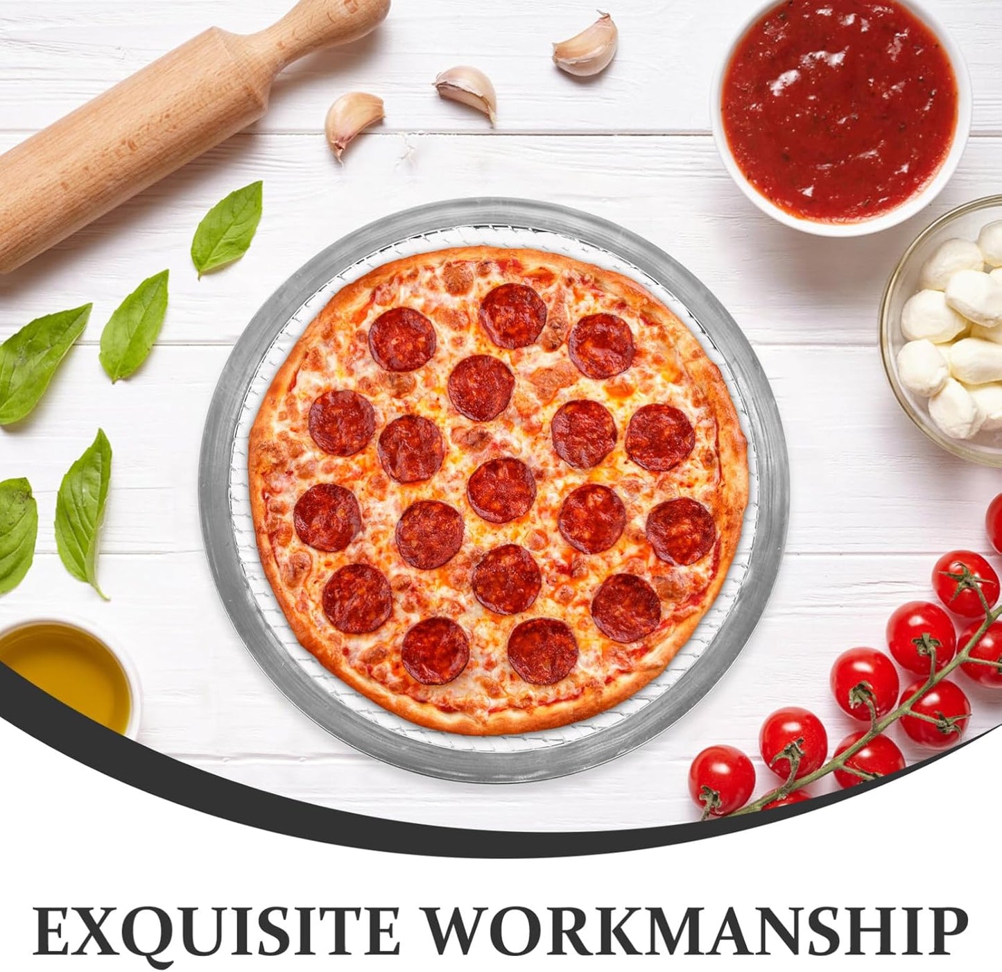 SOLUSTRE Nonstick Bakeware Pizza Screen, 8 Inch Aluminum Round Crisper Tray, Seamless Non Stick Kitchen Tool