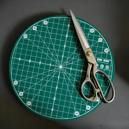 KING-KONG Round Rotary Cutting Mat, Green, 9.8 Inch, Self-Healing, for Crafts, Leather, and Advertising