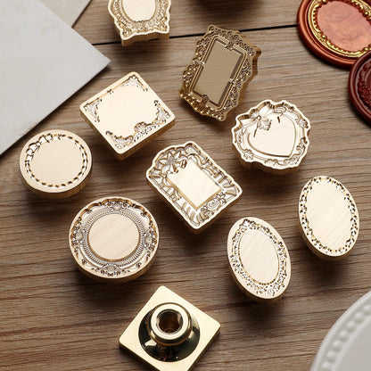 6-in-1 Vintage Embossed Frame Wax Seal Stamp Kit- Rectangle & Oval & Heart 3D Relief Photo Frame Seal Stamps with Wood Handle, Retro Sealing Wax Stamp for Wedding Invitations, Letters (6B)