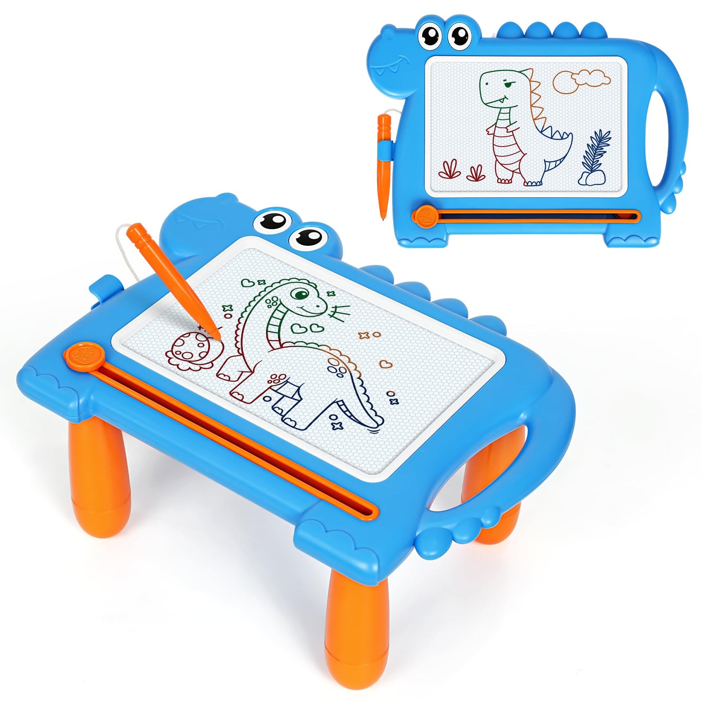 AiTuiTui Magnetic Drawing Board for Toddlers 1-3, Dinosaur Toddler Learning Toys for 1 2 3 Year Old Boys Girls, Mess-Free Educational Writing Doodle Board with Detachable Legs, Birthday Gift for Kids