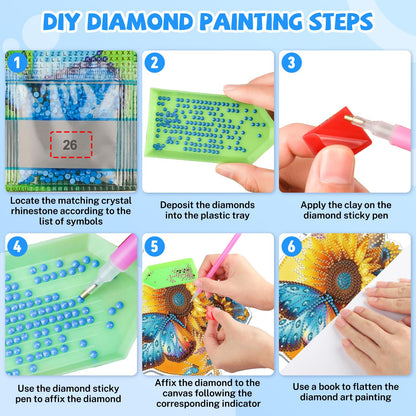 Bowetile Hanging Diamond Art Butterfly Kits for Adults, 5D Special Shape Diamond Painting Sunflower Kits, Diamond Gem Art Suncatchers Painting Pendant Ornament for Home Garden Wall Decor