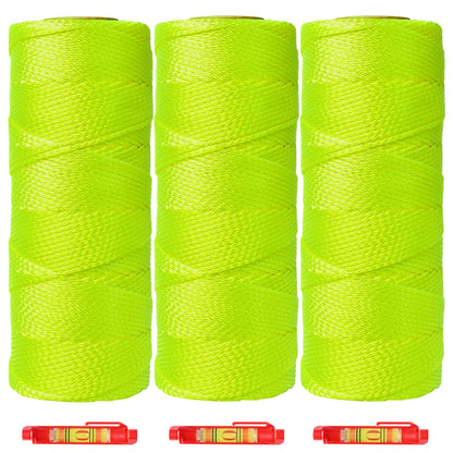 BSRHOME Mason Line String Line 3 Pcs,600 Ft Length Nylon Twine,18 Braided Nylon String for Gardening Or Masonry Tools,Twine String for Gardening,Yellow