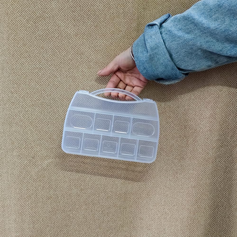 BangQiao 4 Pack Fixed 10 Grids Small Clear Plastic Storage Case with Handle, Mini Cute Organizer Box for Gift Giving, Birthday, Event, Party, Jewelry, Ornaments, Craft Supplies, DIY Accessories