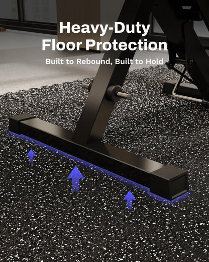 AIRHOP 0.56in Thick 72 Sq Ft Exercise Equipment Mats, 18 Tiles Upgraded Rubber Top with High Density EVA Foam, Large Interlocking Puzzle Gym Flooring for Home Gym, Heavy Weight Workout, 24 x 24in