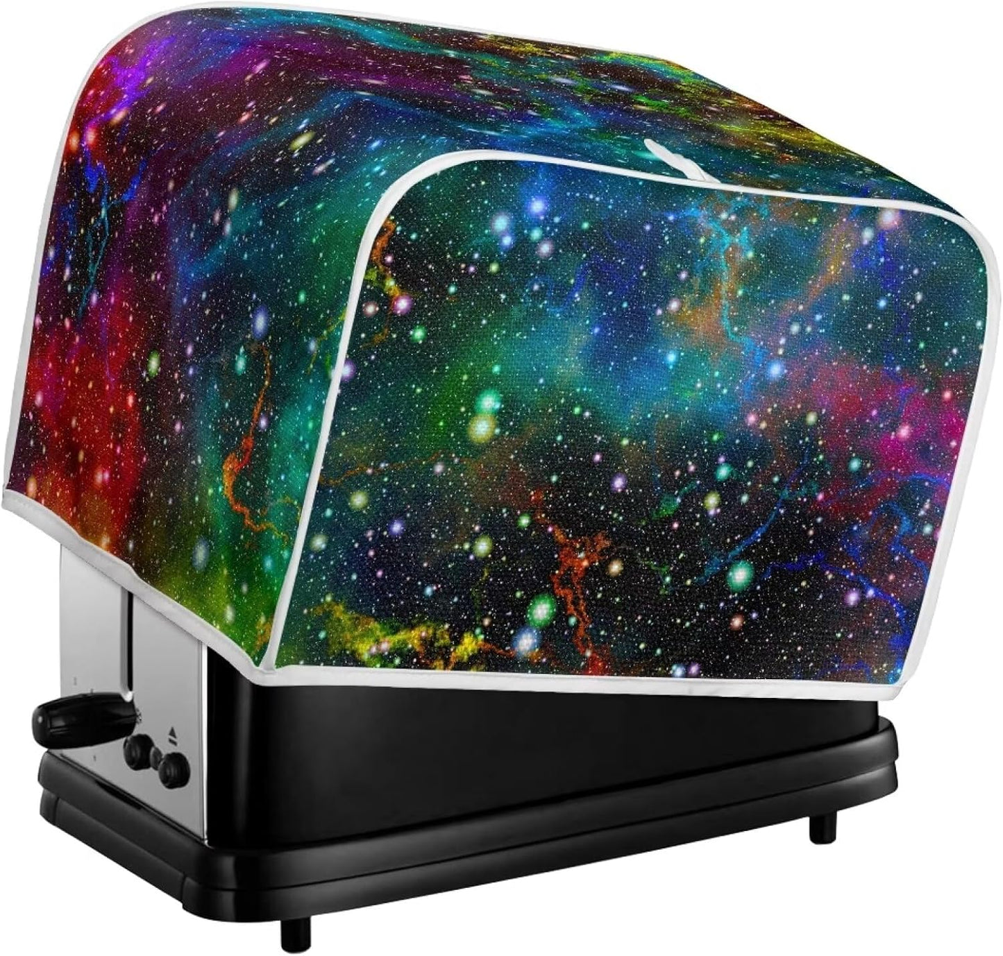 Colorful Galaxy Print Toaster Cover with Handle, Universal Size Dustproof Cover for 2 Slice Toaster and Microwave Oven