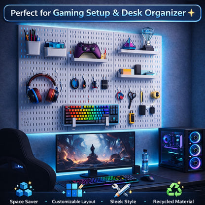 Hogurity Peg Board, 24"x36" Pegboard Wall Organizer, Includes 6PCS White Peg Boards and Accessories, Plastic Peg Board Panels for Craft Room, Office, Kitchen, Gaming Room
