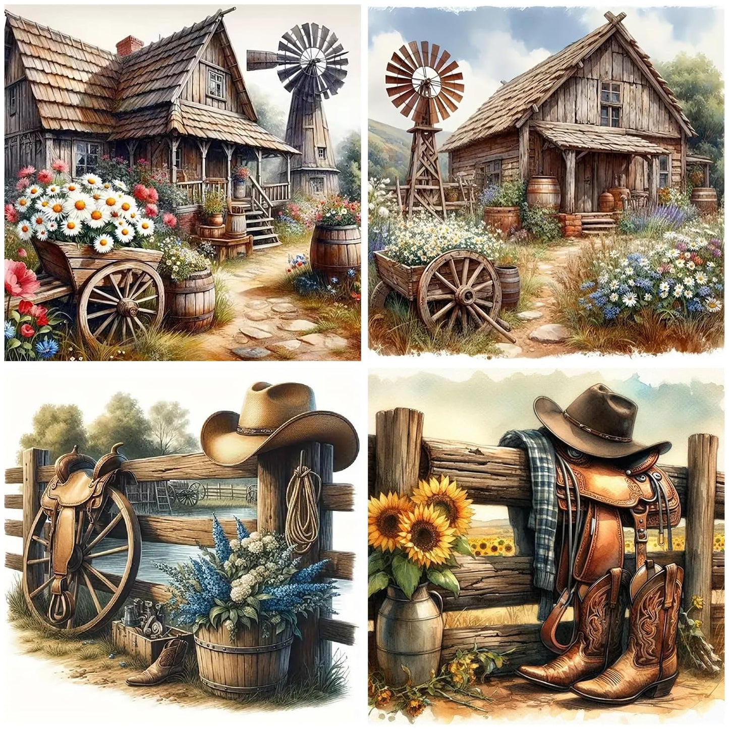 Axquilon 4 Pack Diamond Art Kits for Adults - Diamond Painting Kits for Adults Beginner, DIY 5D Full Drill Gem Art for Home Wall Decor 12x12 inch
