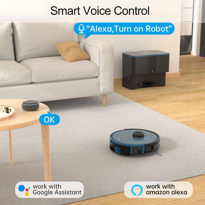 OKP Robot Vacuum L3, 4000Pa Suction, 200min Runtime, 90-Day Self-Emptying Dock, Lidar Navigation, Silent 52dB, WiFi/App/Alexa Control, Smart Home Mapping Robotic Vacuum for Pet Hair, Carpet, Floors