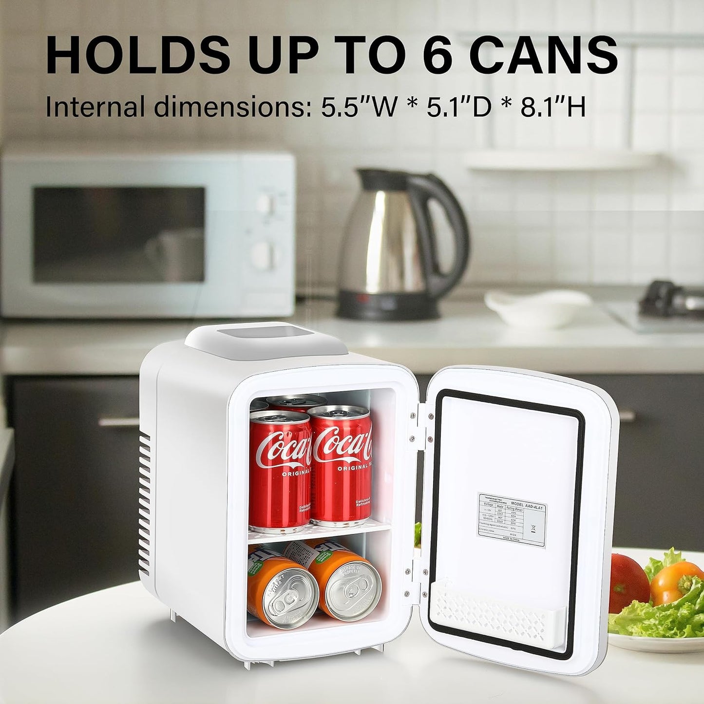 Simple Deluxe 4L/6 Can Portable Mini Fridge Cooler & Warmer, Freon-Free Small Refrigerator for Skincare, White
