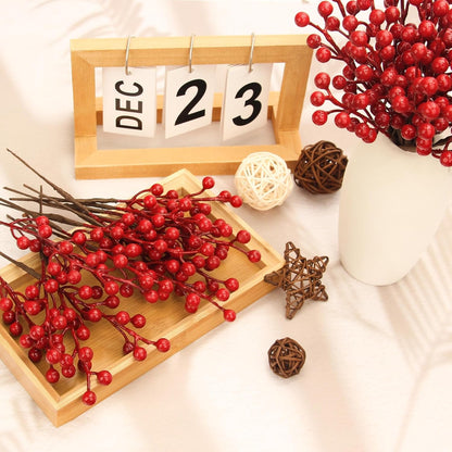 50pack NBGV Christmas Tree Decorations Artificial Berry Stems Red Berry Picks for Xmas Winter Party Holiday Flower