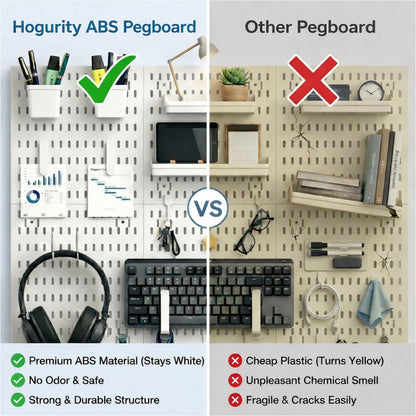 Hogurity Peg Board, 24"x36" Pegboard Wall Organizer, Includes 6PCS White Peg Boards and Accessories, Plastic Peg Board Panels for Craft Room, Office, Kitchen, Gaming Room
