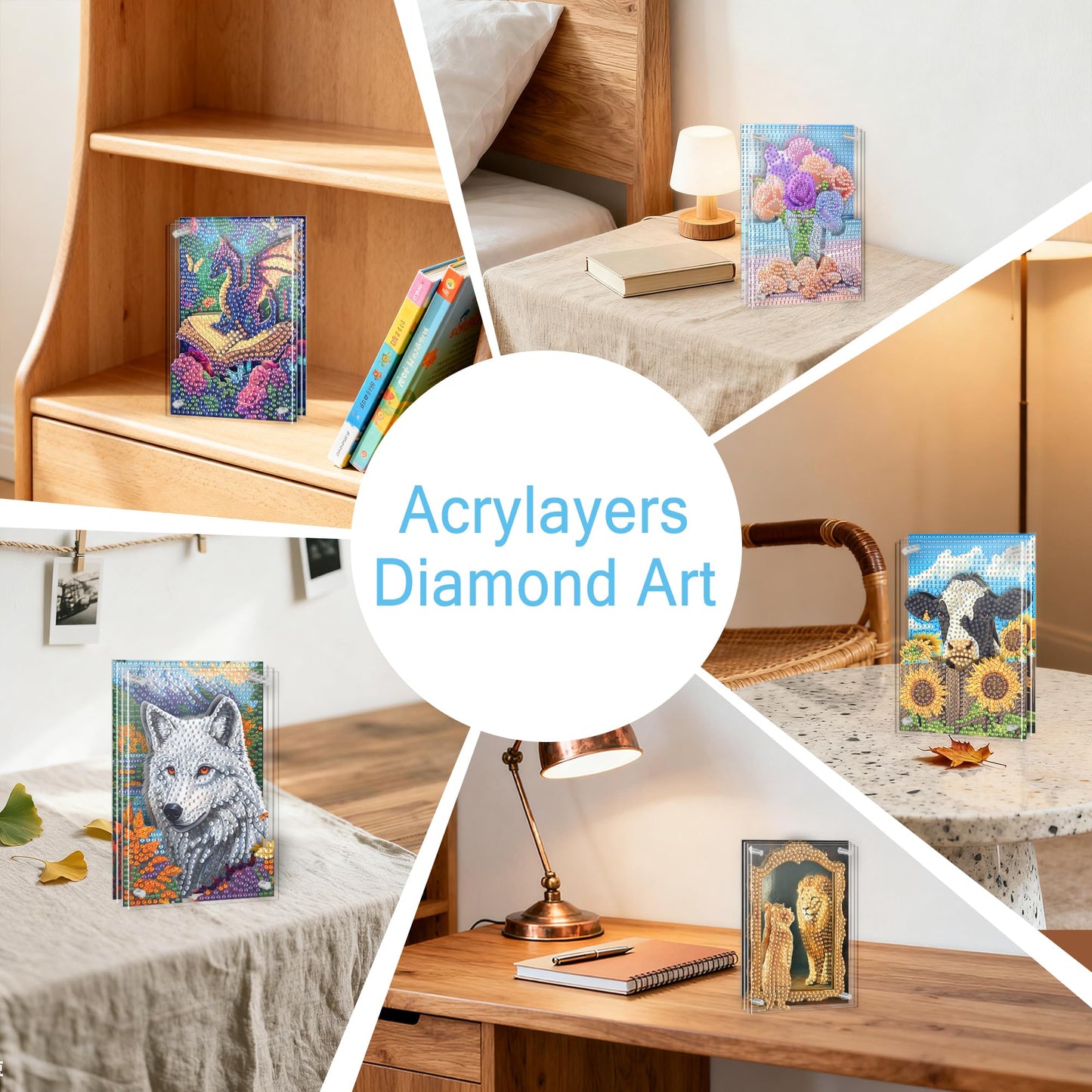 SKRYUIE DIY Acrylayers Diamond Art Kits for Adults, Pig Multi-Layer Acrylic Diamond Painting Kits, 4-Layered Magnetic Stand-Up Tabletop Decor, Unique Multi-Dimensional Craft Gift 4x6 Inch A11