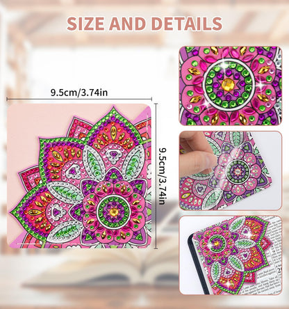 ALKALO 8 PCS Diamond Art Bookmarks, 5D DIY Corner Bookmarks for Adults & Kids, Leather Material for Book Lovers