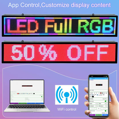 P10 Programmable Scrolling Led Sign Outdoor Signs For Businesse Custom Message Board Digita Display Advertising Screen Bar Word Light Wifi Control High Brightness Neon Sign 39"X8"
