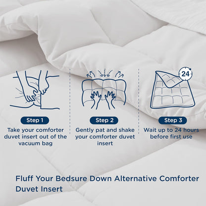 Bedsure Comforter Duvet Insert - All-Season Twin Size Quilted Bedding, GentleSoft Down Alternative, Light Grey 88 x 68 Inches