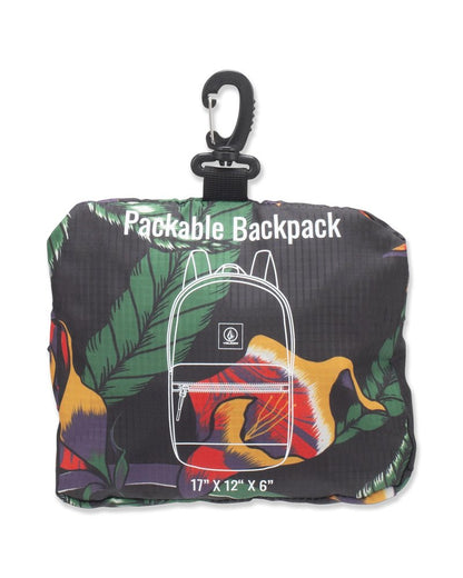 Volcom Men's Packable Backpack, Black Floral Print, One Size