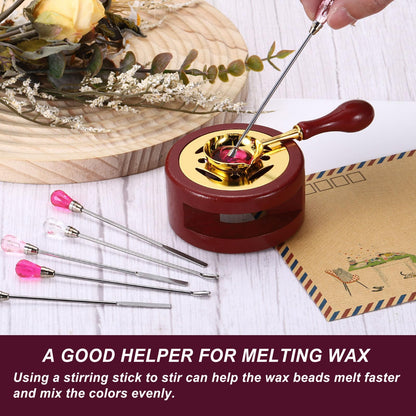 PATIKIL Wax Stamp Seal Kit, Wax Seal Kit Include Sealing Warmer, Melting Spoon, Candles, Stick, Retro Melt Stove Pot Furnace Tool for Envelope Letter Mailing Crafts DIY, Blue