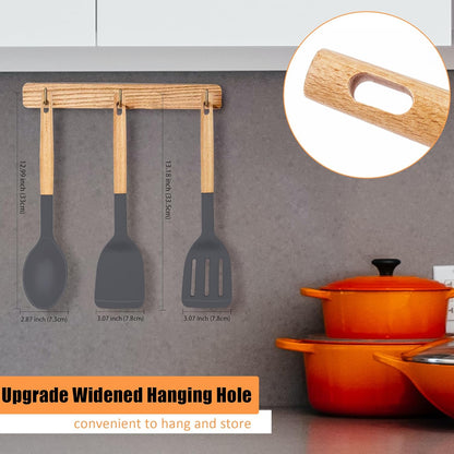 Silicone Spatula Set, Heat Resistant Spatulas for Nonstick Cookware - Large Rubber Slotted Solid Turner Spoon for