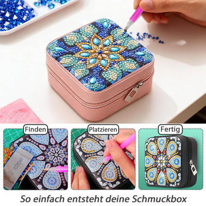 CharySim 4 PC Diamond Art Jewelry Boxes Kits for Adults Gem Art Painting Kit Women Relaxing Rhinestone Craft Kit Paint By Dots Kits Birthday Gift (Blue&Blue)