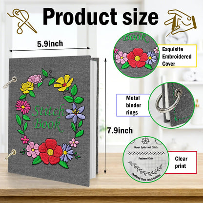 2026 Upgraded Embroidery Stitch Book Kit, 106 Patterns DIY Book Embroidery Kit with Full Tools and Tutorial, Portable All-in-One Hand Beginner Embroidery Book for Adults & DIY Craft Lovers