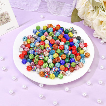 Dowarm 480PCS 10mm Rhinestone Beads Kit for Jewelry Making Baseball Necklace Friendship Bracelet, Round Disco Ball Rhinestone Clay Beading Set with Crackle Spacer Beads Charms for DIY Crafting