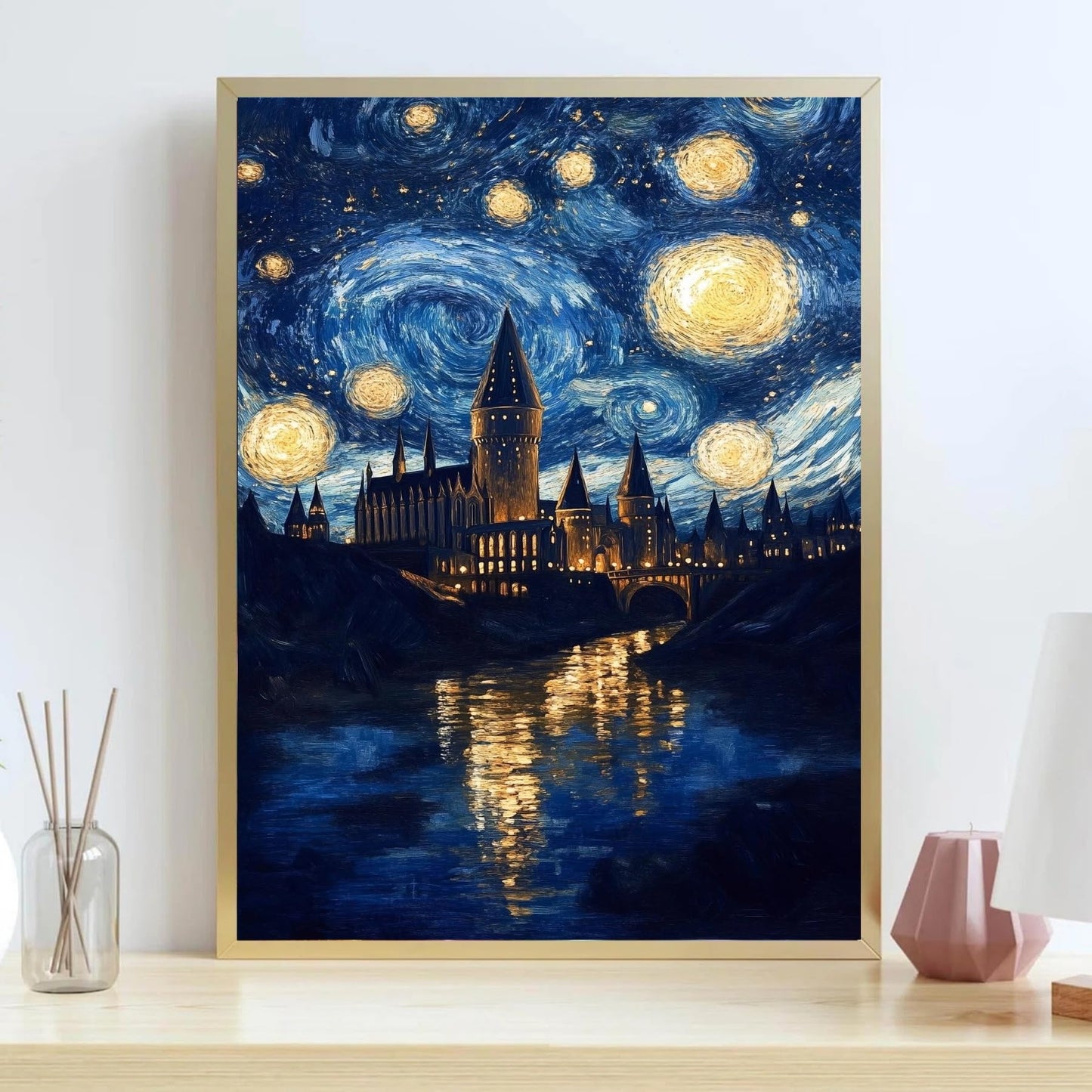 unllhuw Paint by Numbers Kits for Adults Beginners, Magic Castle Paint by Numbers Kits on Canvas, Starry Night Paint by Number for Home Decor Wall Art Gift 16x20inch