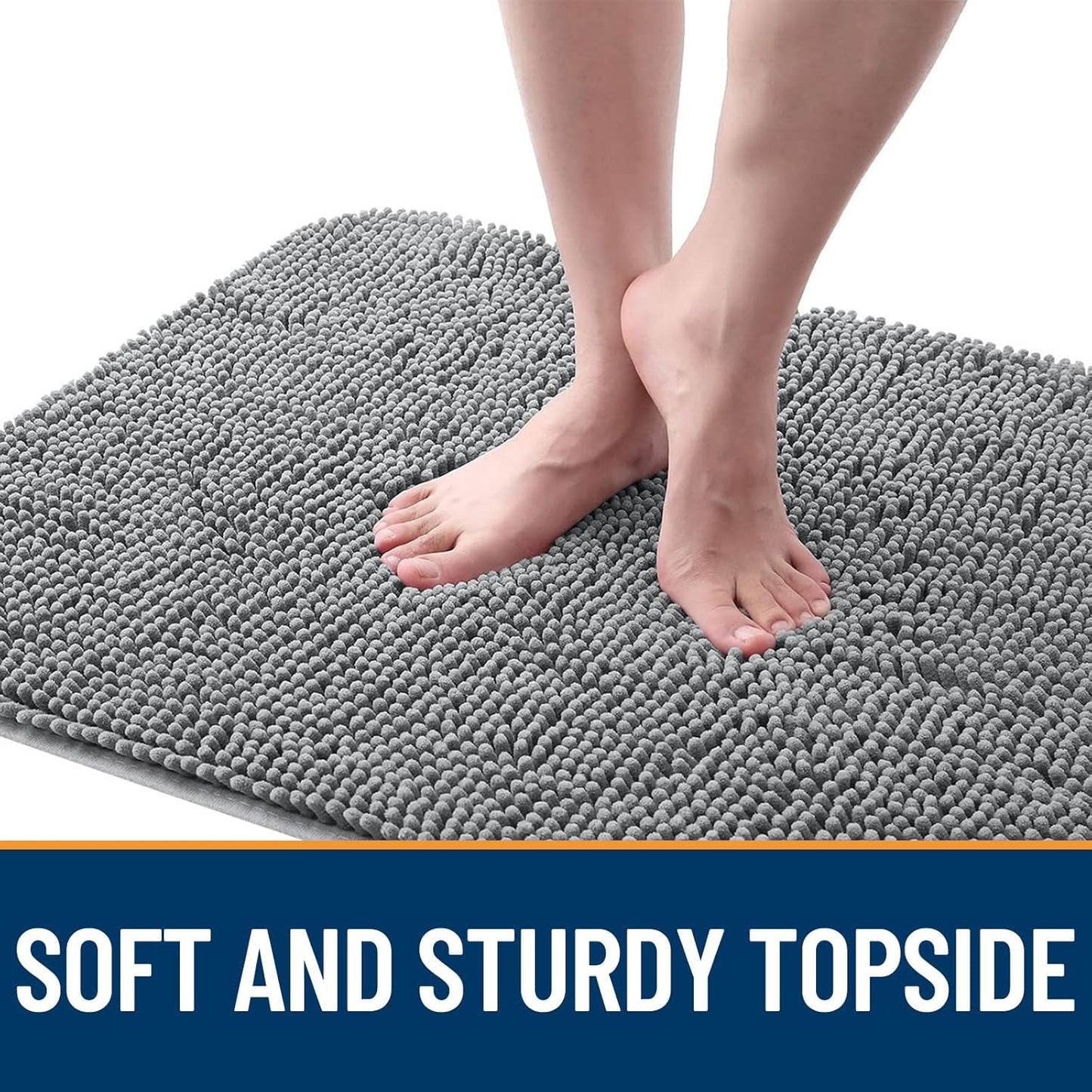 OLANLY Dog Door Mat - Absorbent Non-Slip Chenille Mat for Muddy Paws | 34x21 Inches, Quick Dry, Grey
