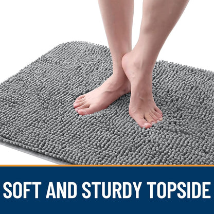 OLANLY Dog Door Mat Set - Absorbent Non-Slip Washable 4-Piece 30x20 Mud Mat | Quick Dry Chenille, Grey