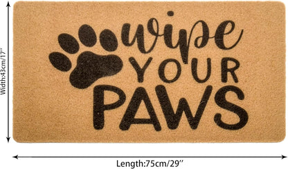 Wipe Your Paws Welcome Outdoor Indoor Door Mat, Nonslip Coir Doormat for Dog Lovers New Home Gift