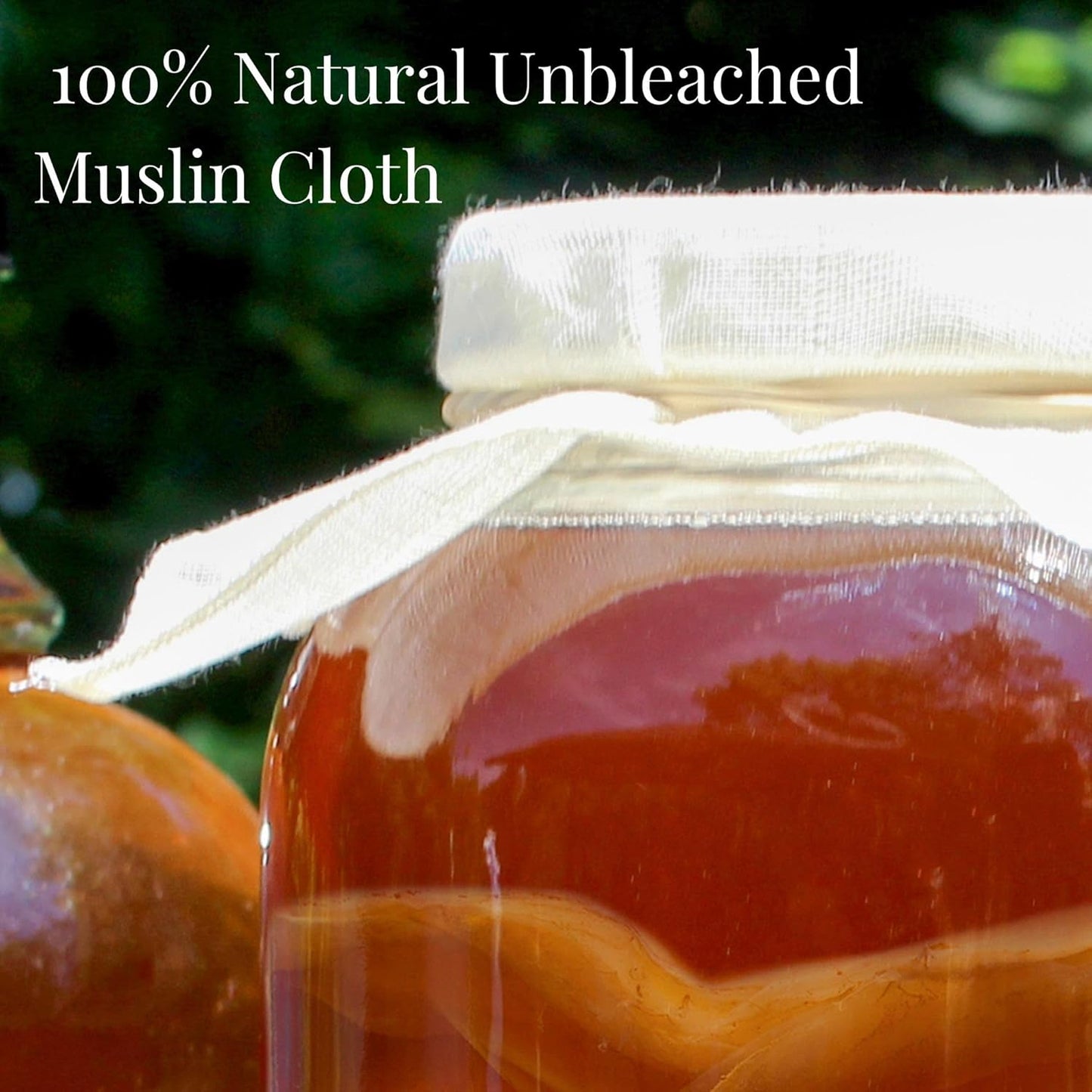 Cornucopia Brands Kombucha Jar Cloth Covers - 4-Pack Unbleached Muslin Cloth Covers with Rubber Bands