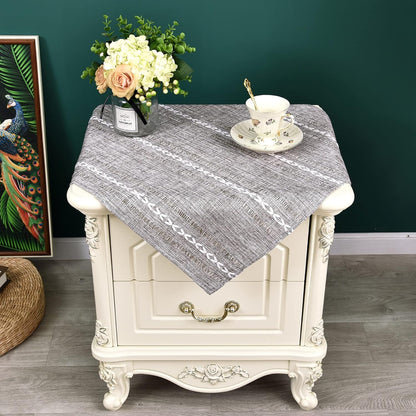 24x24 inch) NEWISHER Rustic Farmhouse Embroidered Small Square Tablecloth Jacquard Striped Table Cloth Linen Texture