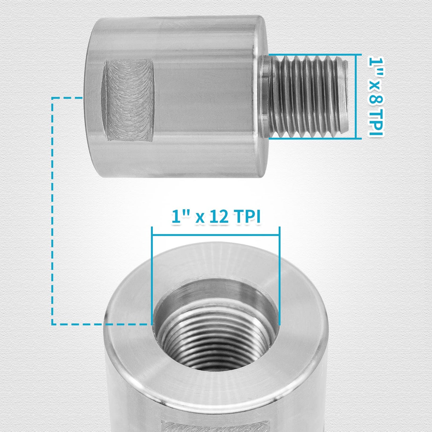 PNBO Woodworking Lathe Headstock Spindle Adapter, Converts 1" x 12tpi to 1" x 8tpi