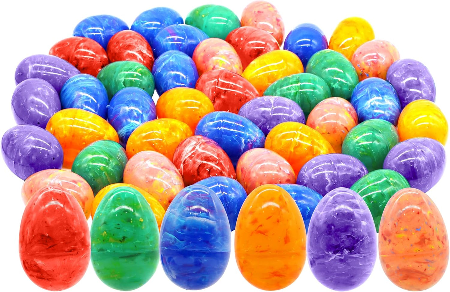 72 3.15" JOYIN Pcs Plastic Iridescent Printed Bright Easter Eggs Tall for Easter Hunt, Basket Stuffers Fillers