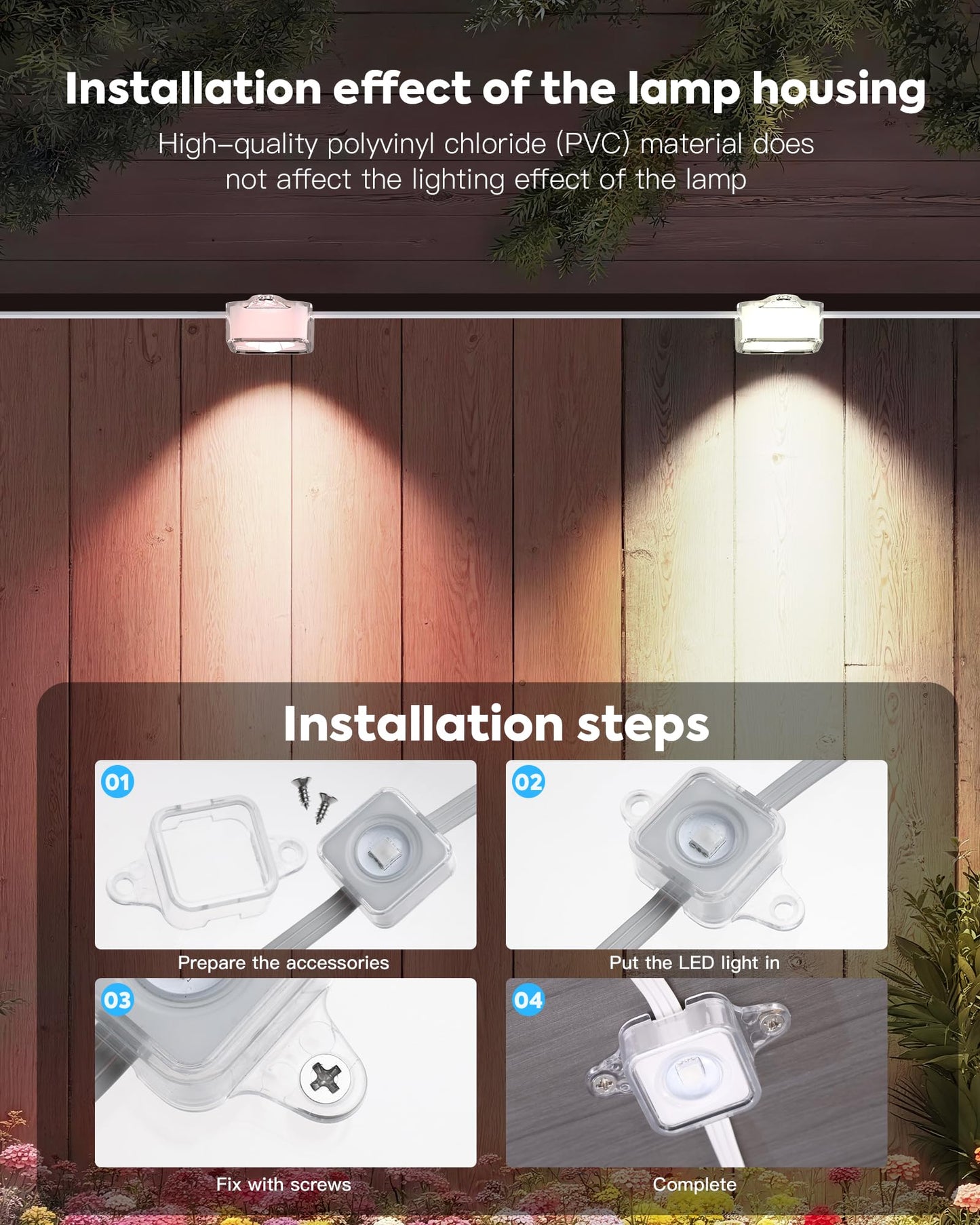 Light Clips for Govee Outdoor Lights (Model H705 ABCDEF) It is an Ideal Solution to Replace 3M Adhesive Tape. Easy to Install, it Comes with 40 Brackets and 80 Screws