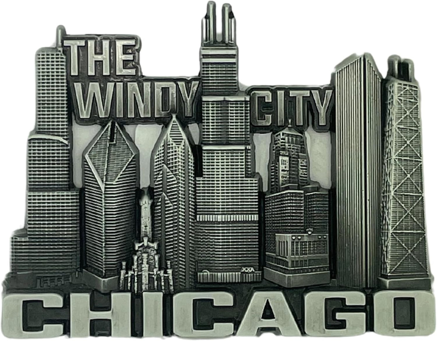 Chicago Souvenir Magnet, Windy City Skyline Decoration, Durable Refrigerator and Office Magnetic Decal