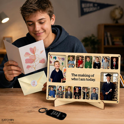 KatchOn School Years Picture Frame Pre-K to 12 Graduation Gift Kit for Class of 2026, Graduation Picture Display, Graduation Photo Banner Collage with Gift Card and Inspirational Keychain