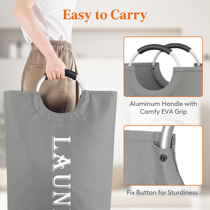 Lifewit 120L Large Laundry Basket, 2-Pack, Collapsible Hamper with Aluminum Handles, Waterproof for Laundry Room