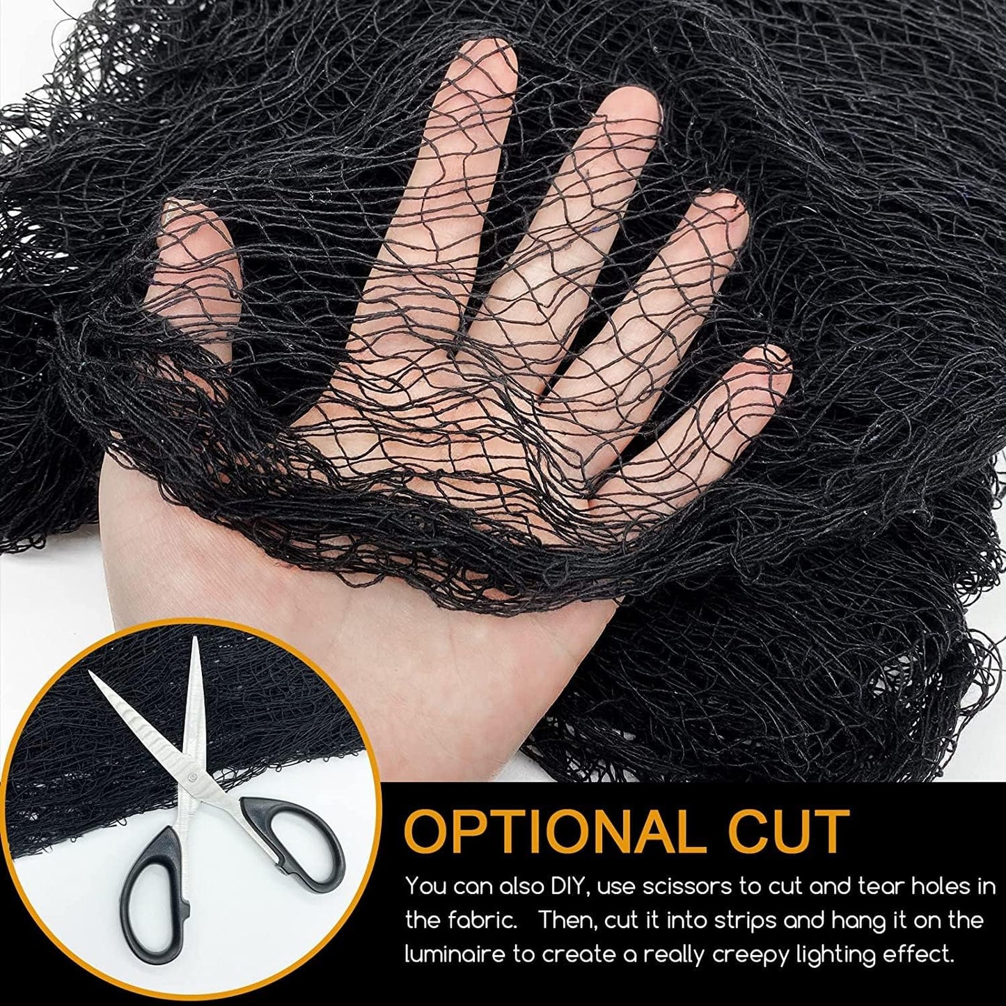 Kijamilee 4 Pack Halloween Creepy Cloths, Scary Spooky Cloth Creepy Gauze, 30 x 120inch Freaky Loose Weave Creepy Cloth, Decoration for Haunted Houses Props Halloween Wall Outdoor Indoor Decor (Black)