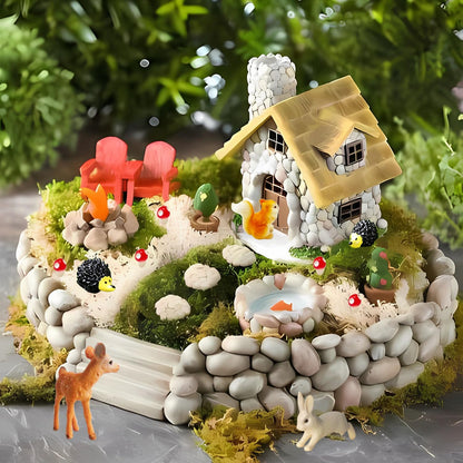 QuarenDen Fairy Garden Accessories, 28Pcs, Miniature Forest Kit, Tiny Resin Animal, Miniature Garden Figurines with Moss for DIY Craft, Desktop Decoration