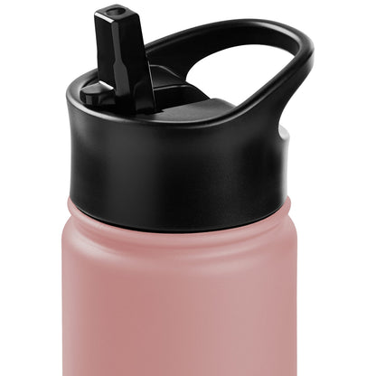 Retrospec Alder Insulated Water Bottle with Straw Lid & Handle Cap - Stainless Steel Wide Mouth Double-Wall Vacuum Insulated Thermos - BPA Free Leakproof Canteen - Melon, 22oz