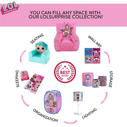 LOL Surprise Pop Up Laundry Hamper,Pink Kids Clothes Storage with Durable Carry Handles, 21" H x 13.5" W x 13.5" L