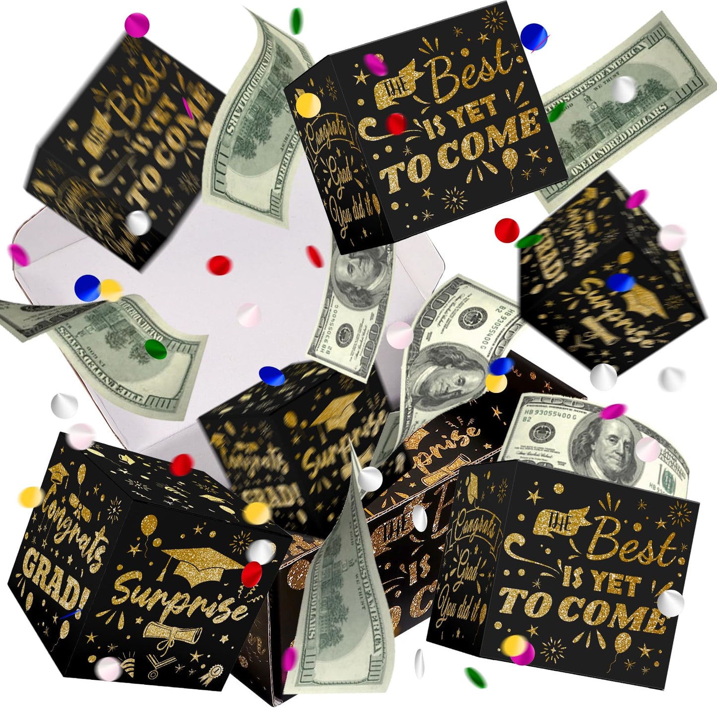 2026 Graduation Surprise Gift Box Explosion, Pop Out Explosion Gift Box with Bounce Money Holder and Confetti, Halloween Thanksgiving Christmas Graduation Gifts for Women, High School College Graduation Party Favors