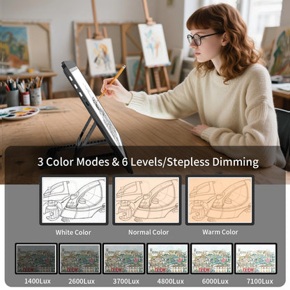 YINGWOND Rechargeable A4 Light Pad with Stand,7100LUX Magnetic Diamond Art Light Board,3 Light Colors,Adjustable Brightness,Portable Wireless Light Box for Tracing,Drawing,Sketching