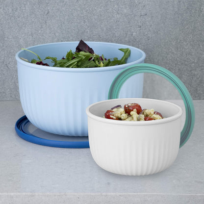 Oggi Prep, Store & Serve Plastic Bowl - 0.7 qt with See-Thru Lid, Dishwasher, Microwave & Freezer Safe, Lt Gray/Dk Gray