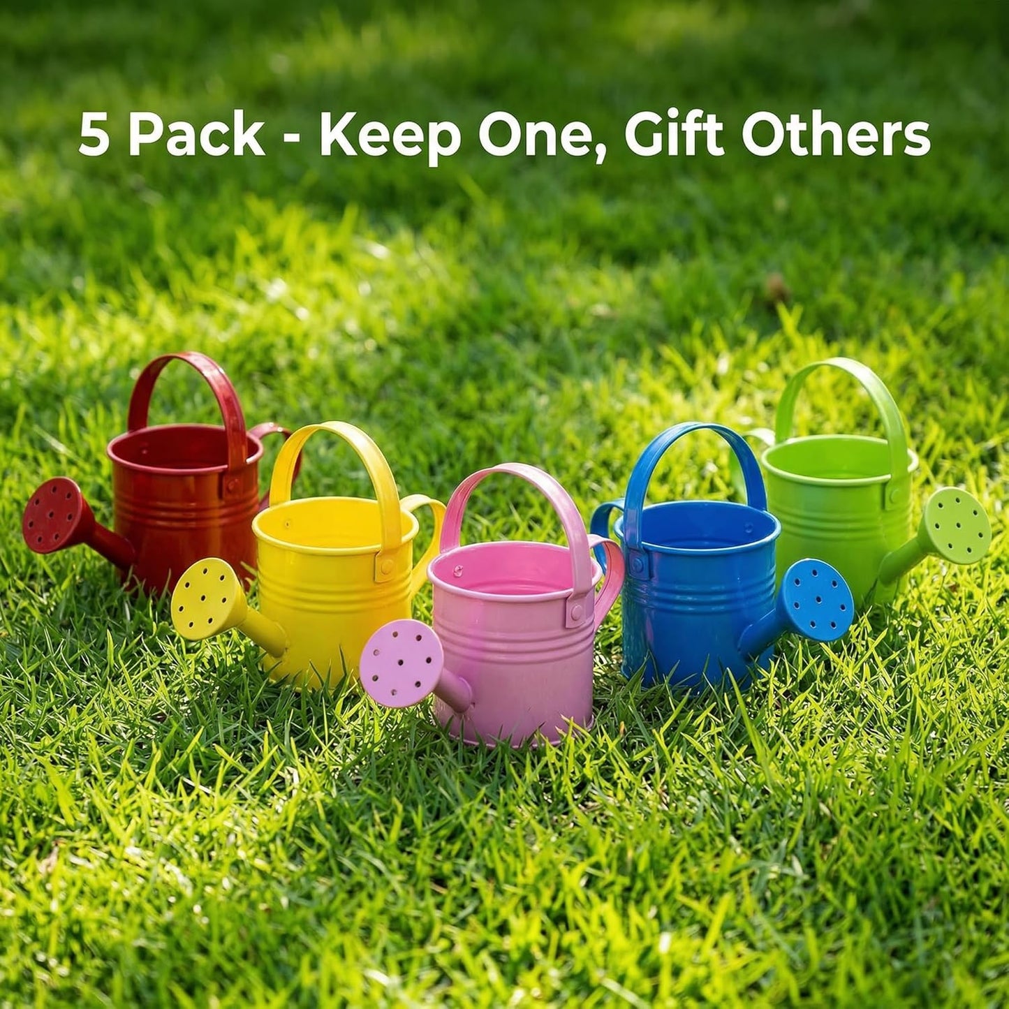 5 Pack 6oz Small Metal Watering Can for Kids, Mini Plant Water Pot for Indoor Outdoor Gardening, Cute Toddler Beach