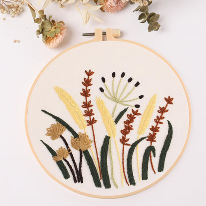 REEWISLY 4ps Embroidery Starter kit with Flowers Patterns and Instructions, DIY Adult Beginner Cross Stitch Kits, Including 2 Plastic Embroidery Hoop, 1 Pair of Scissors, Colored Threads and Needles