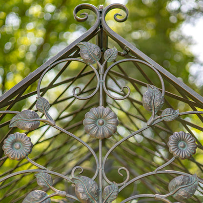9.5ft T Iron Garden Arch with Embellished Trellis London 1820" (Antique Bronze)