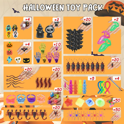 650Pcs Halloween Party Favors for Kids, Bulk Fidget Toys for Party Supplies, Halloween Treats Non Candy School Classroom Carnival Prizes, Treasure Box Toy Chest, Halloween Gifts, Goodie Bag Stuffers